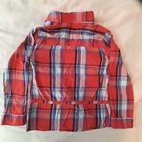 JUSTICE BUTTON DOWN SHIRT - ROLL-UP SLEEVES - 100% COTTON - GIRLS SIZE 7 - Picture 4 of 4